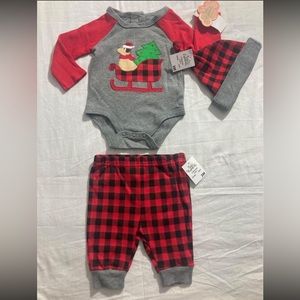 3m Christmas Outfit w/Hat Baby Essentials NEW
